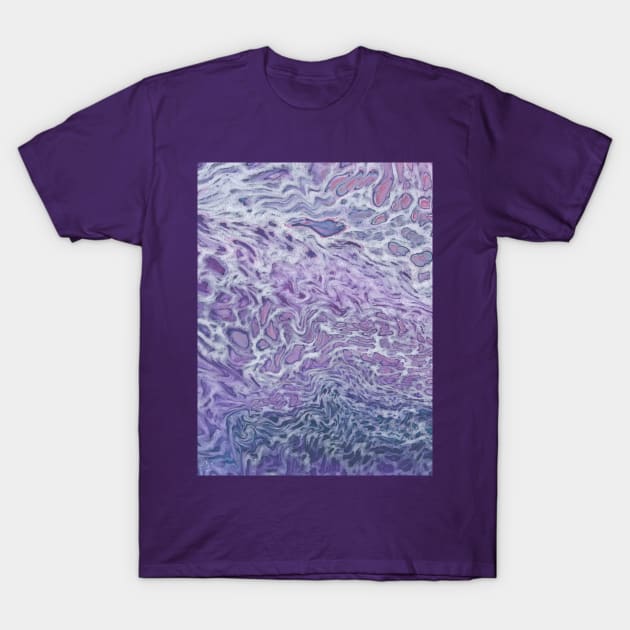 Lilac Acrylic Pouring Abstract Fluid Art T-Shirt by CatyArte